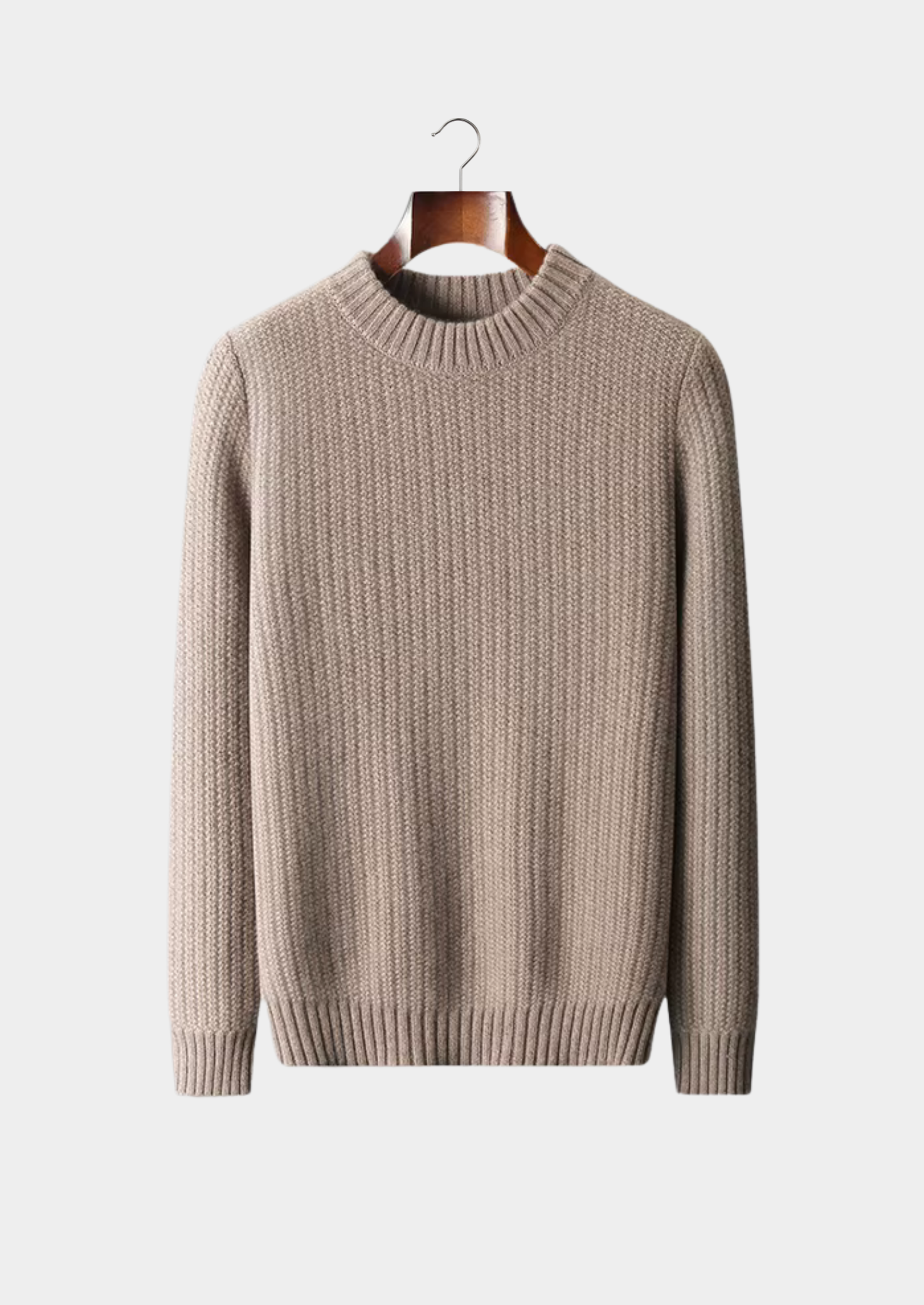 Pure Cashmere Beige Heavyweight Crewneck | Castielli