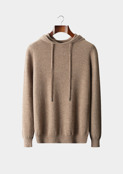 Pure Extra-Fine Merino Wool Beige Leisure Hoodie | Castielli