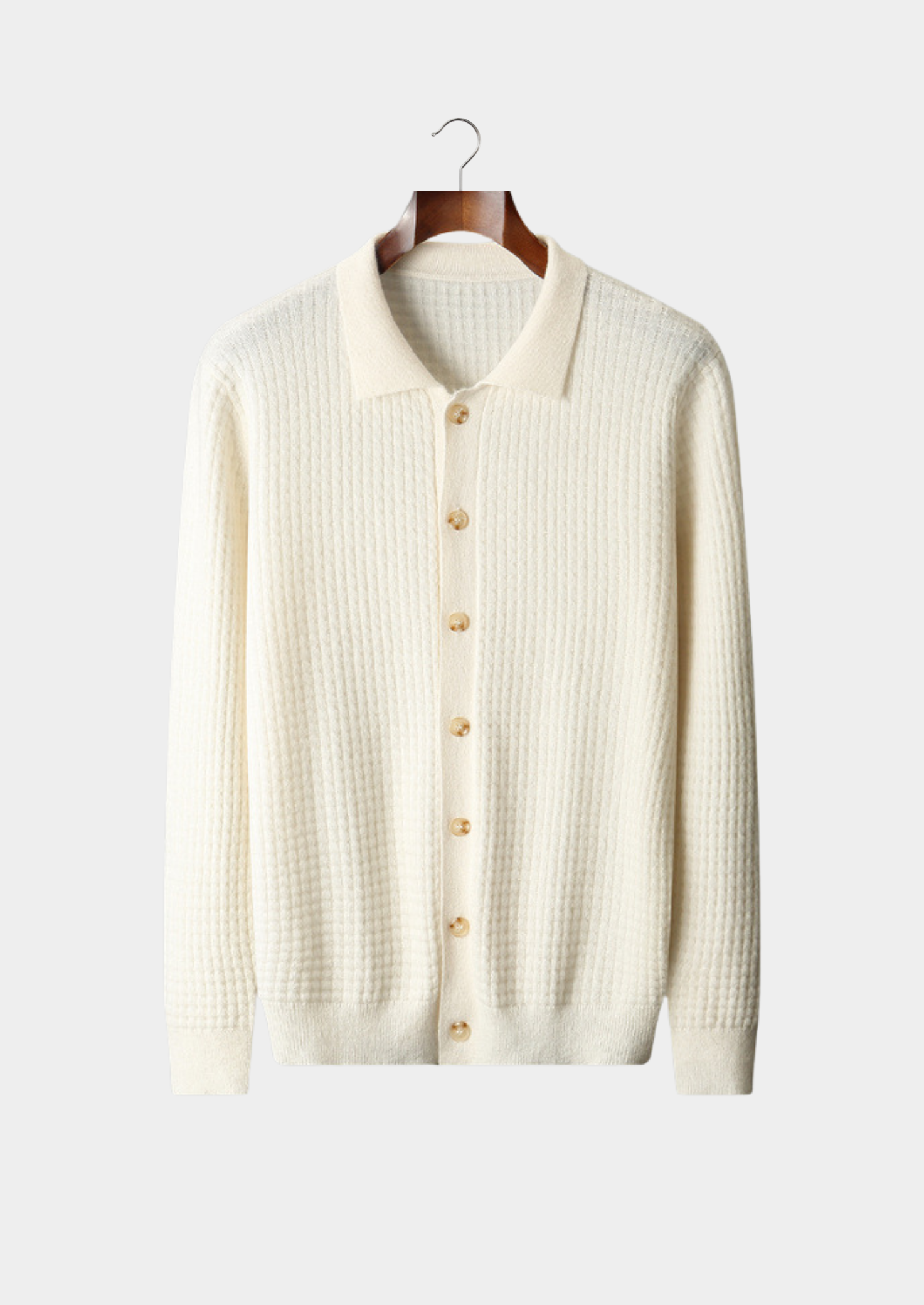 Pure Cashmere Ivory Textured Button Cardigan | Castielli