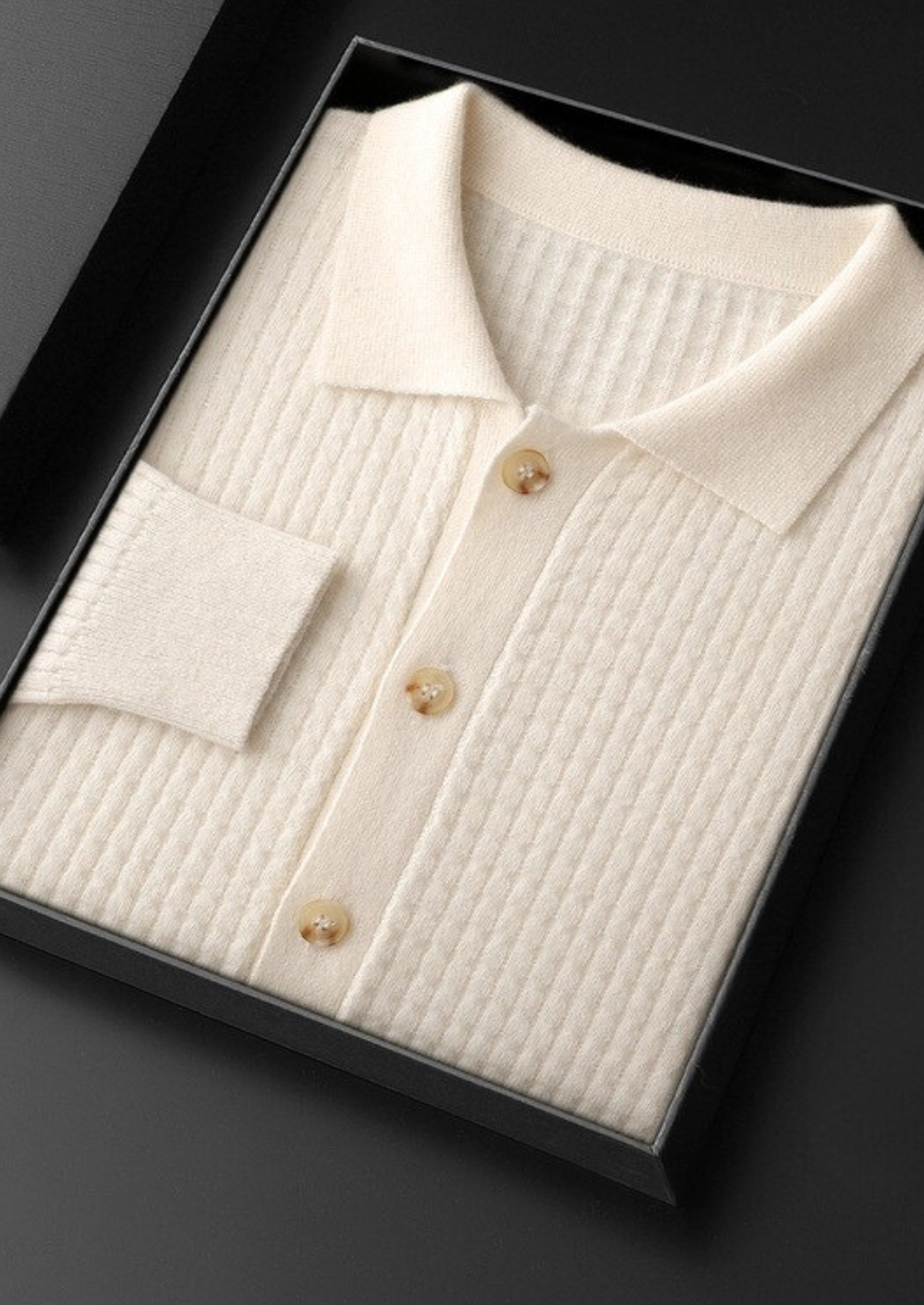 Pure Cashmere Ivory Textured Button Cardigan | Castielli