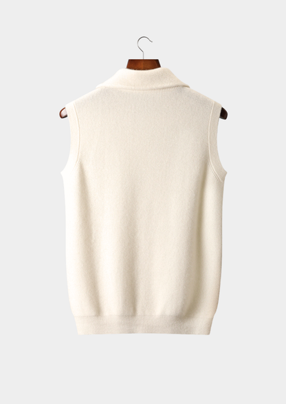 Pure Cashmere Ivory Body Warmer Vest | Castielli