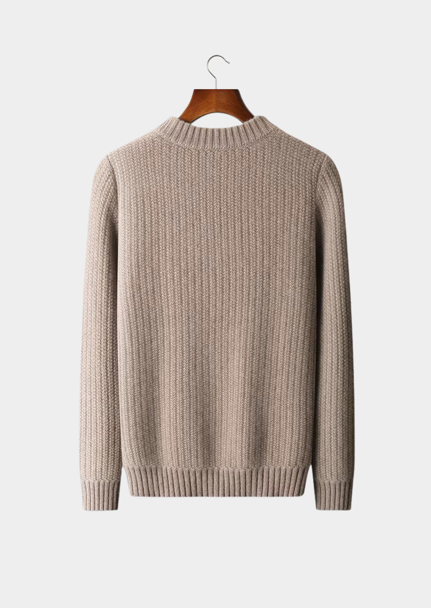 Pure Cashmere Beige Heavyweight Crewneck | Castielli