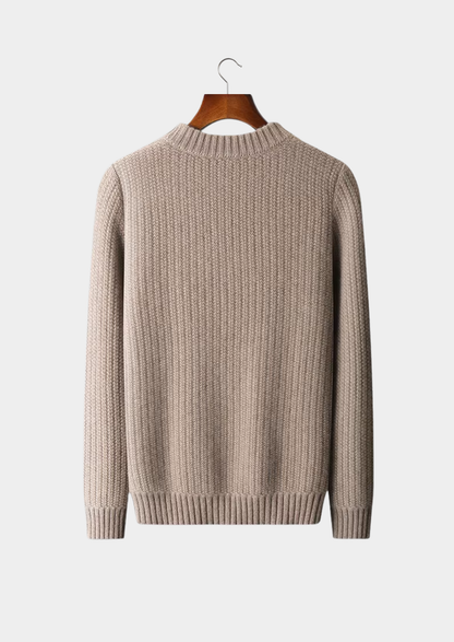 Pure Cashmere Beige Heavyweight Crewneck | Castielli