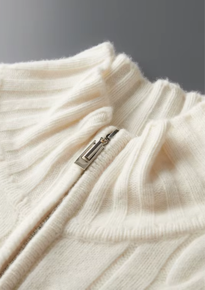 Pure Extra-Fine Merino Wool Dual-Zip Cable Cardigan | Castielli