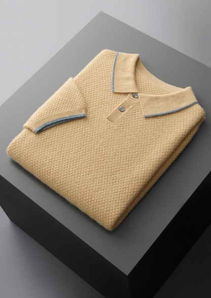 Premium Cashmere Mustard Two-Tone Polo | Castielli