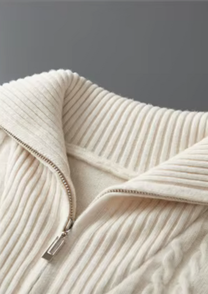 Pure Extra-Fine Merino Wool Striped Half-Zip Sweater | Castielli