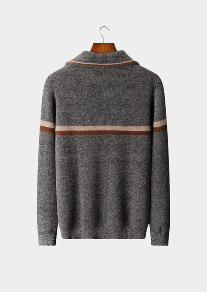 Pure Cashmere Striped Zip Cardigan | Castielli