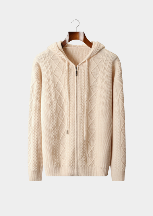 Pure Extra-Fine Merino Wool Wintertime Zipper Hoodie | Castielli