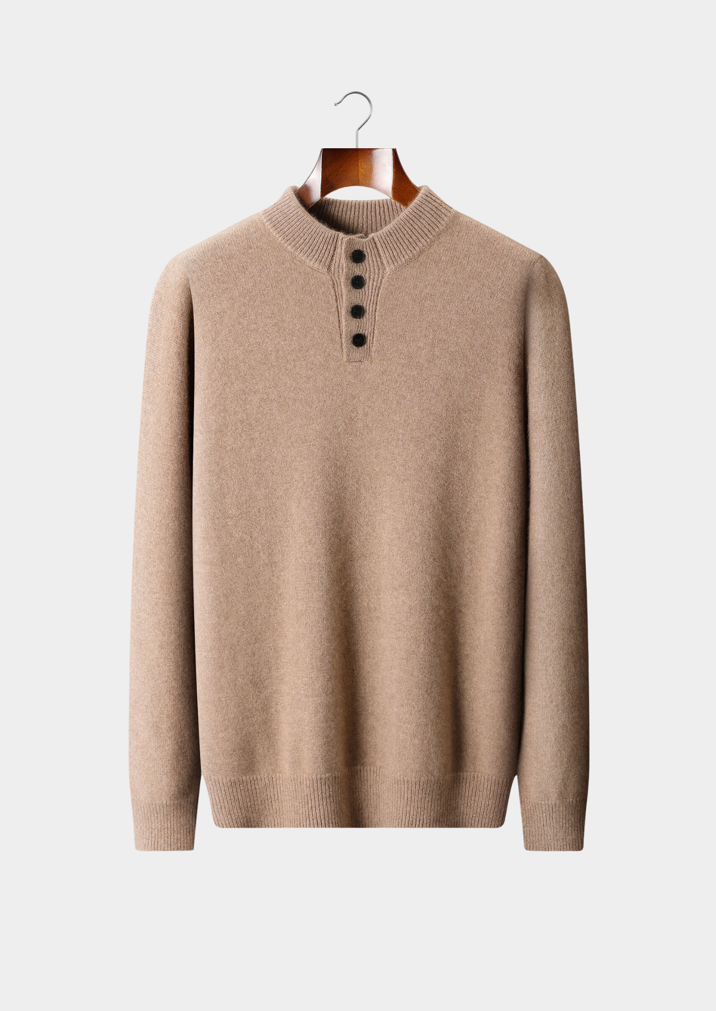 Pure Cashmere Beige Button Sweater | Castielli