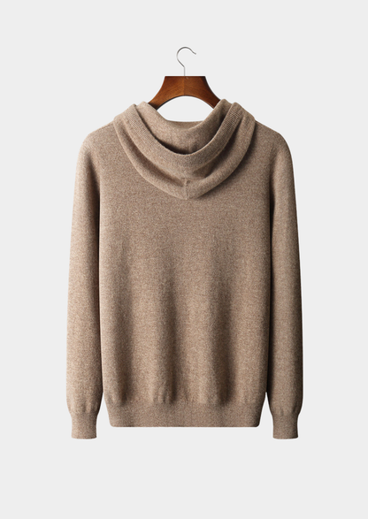 Pure Extra-Fine Merino Wool Beige Leisure Hoodie | Castielli