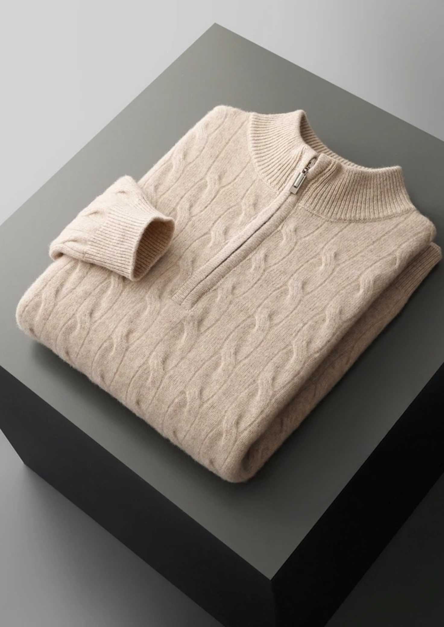 Pure Extra-Fine Merino Wool Cable Half Zip | Castielli