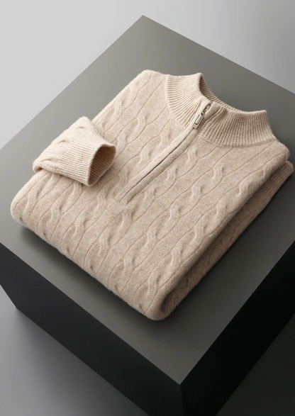 Pure Extra-Fine Merino Wool Cable Half Zip | Castielli