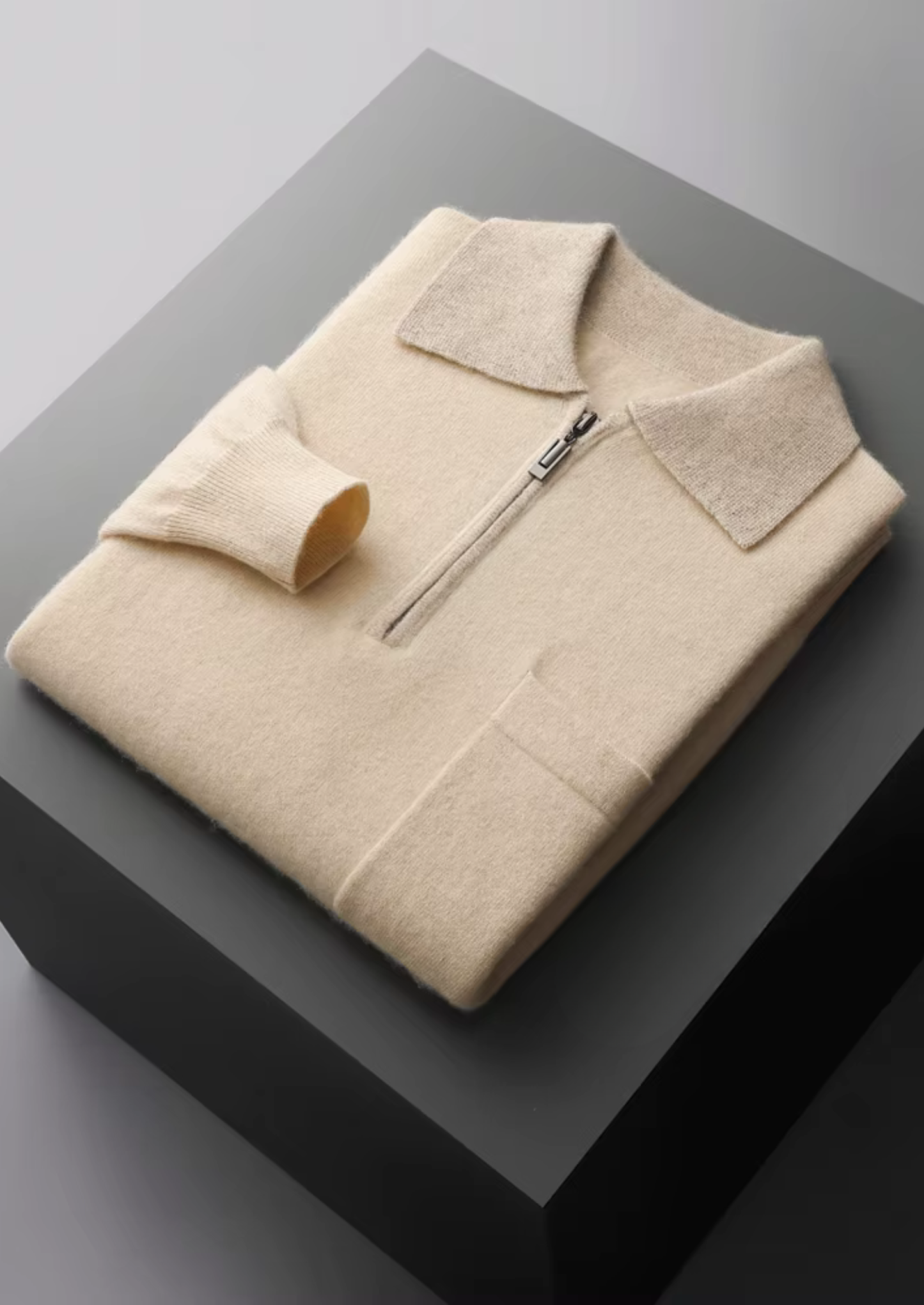 Premium Cashmere Two Tone Zipper Polo | Castielli