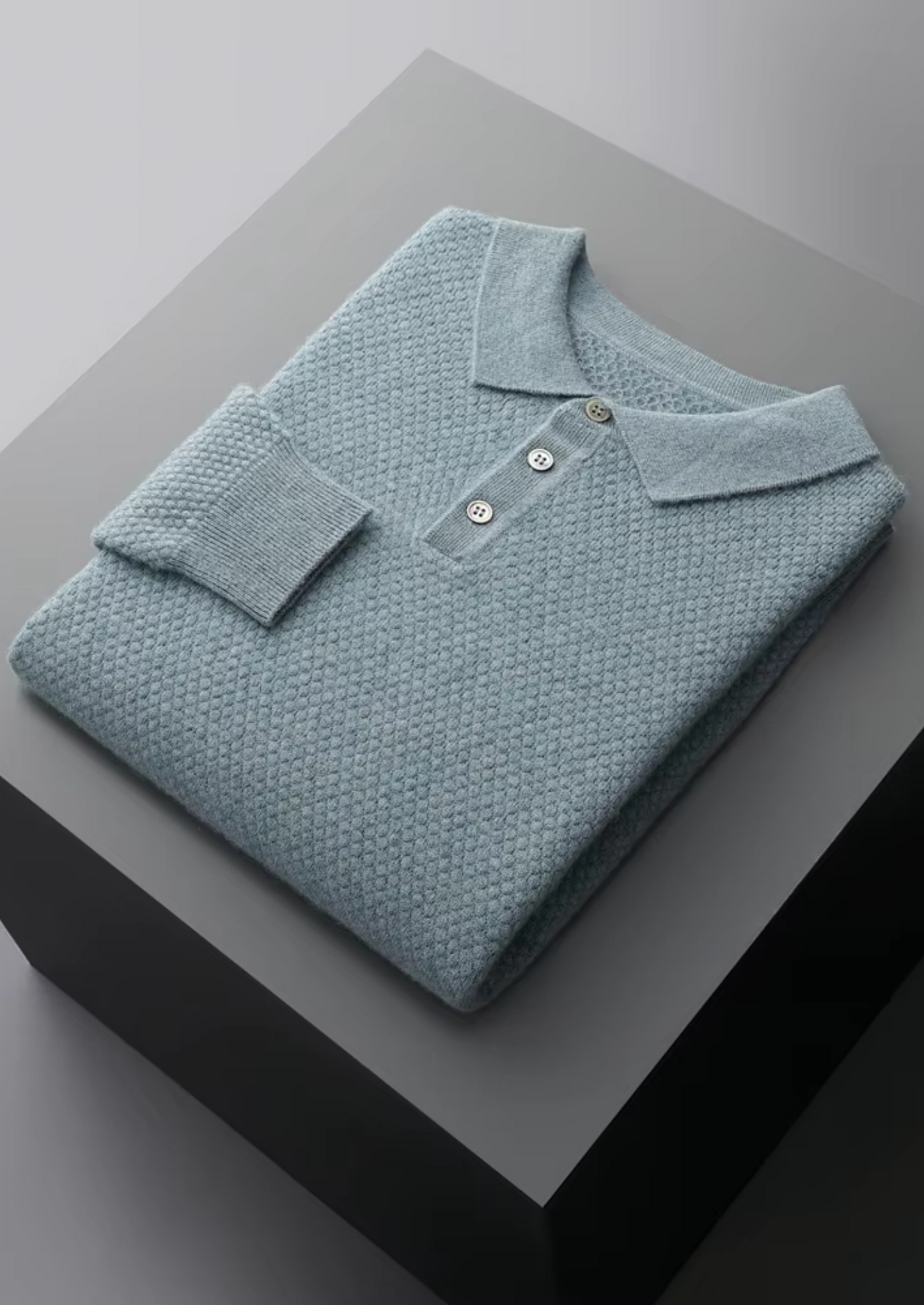 Premium Cashmere Textured Sweater Polo | Castielli