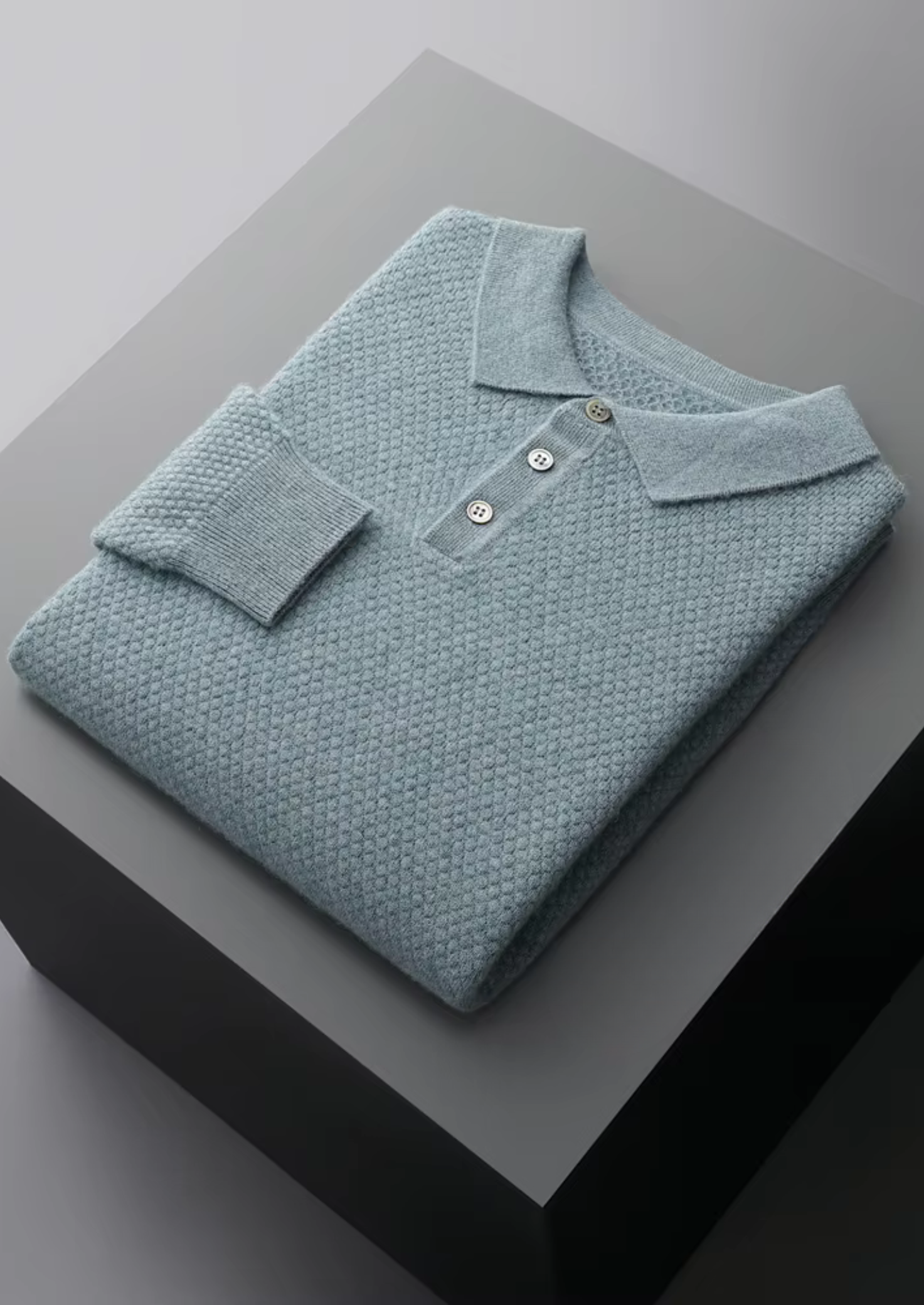 Premium Cashmere Textured Sweater Polo | Castielli