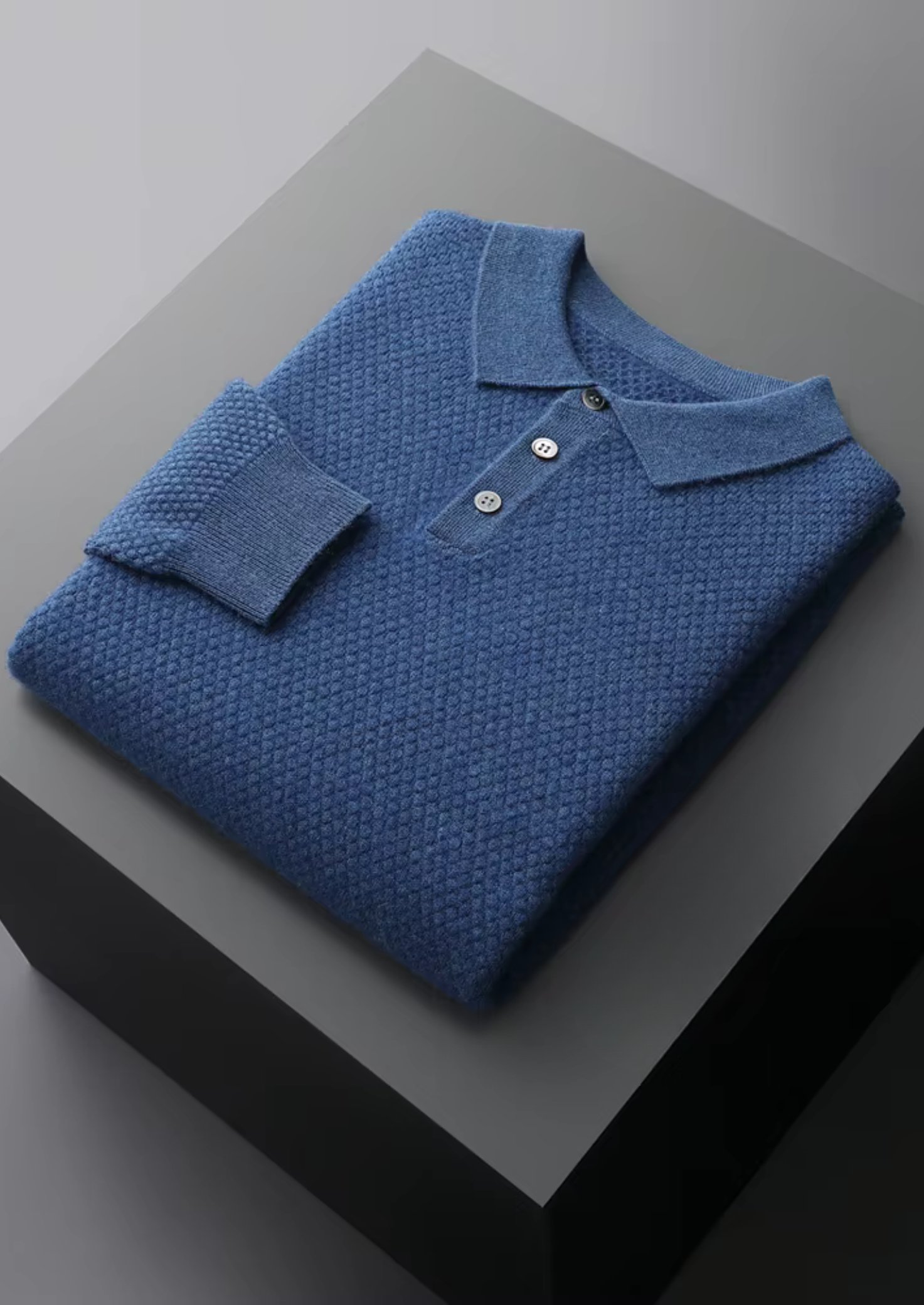 Premium Cashmere Textured Sweater Polo | Castielli