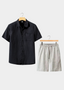 Dolcevita Shortsleeve Summer Set - Black/beige