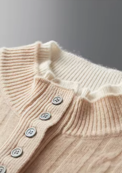 Pure Extra-Fine Merino Wool Cable Knit Henley Sweater | Castielli