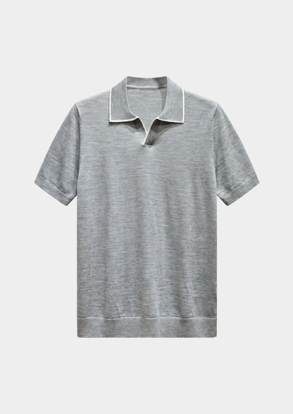 Ellis Light Gray Lightweight Polo Shirt | Castielli