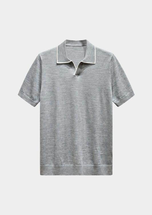 Ellis Light Gray Lightweight Polo Shirt | Castielli