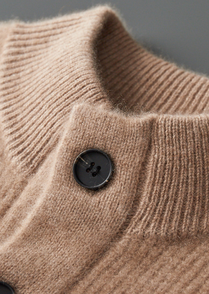 Pure Cashmere Beige Button Overshirt | Castielli