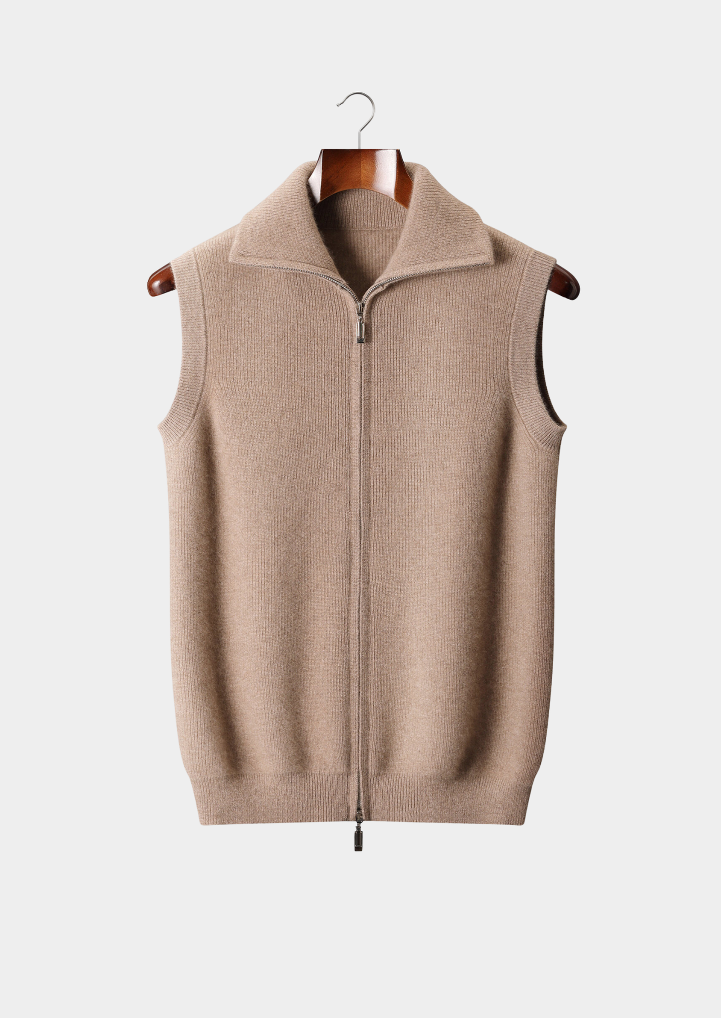 Pure Cashmere Beige Body Warmer Vest | Castielli