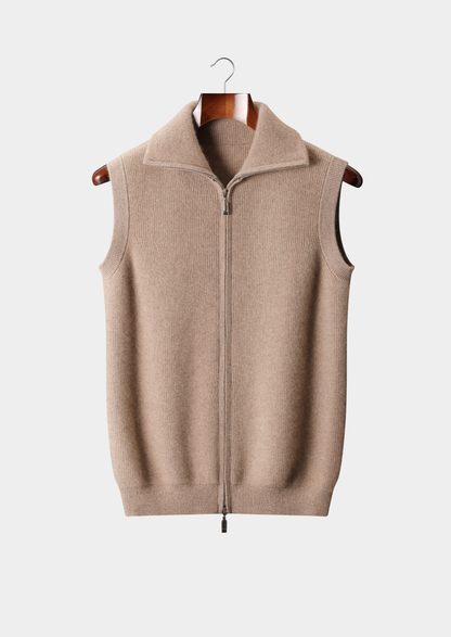 Pure Cashmere Beige Body Warmer Vest | Castielli