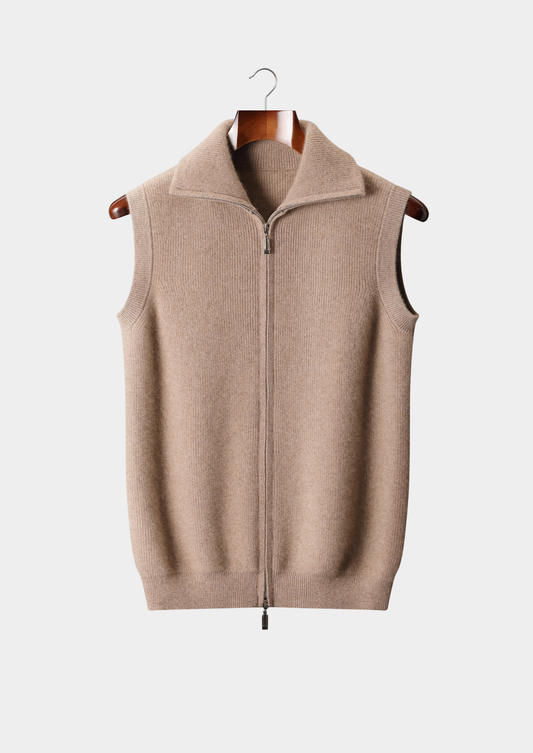 Pure Cashmere Beige Body Warmer Vest | Castielli