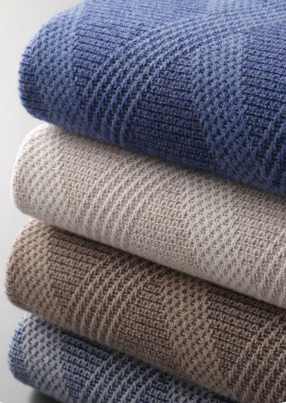 Pure Extra-Fine Merino Wool Two Tone Patterned Mockneck | Castielli