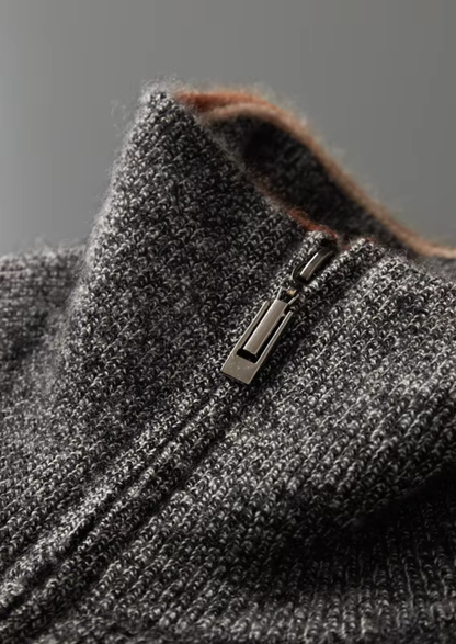 Pure Cashmere Striped Zip Cardigan | Castielli