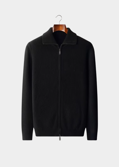 Pure Extra-Fine Merino Wool Funnel Neck Dual Zip Cardigan | Castielli