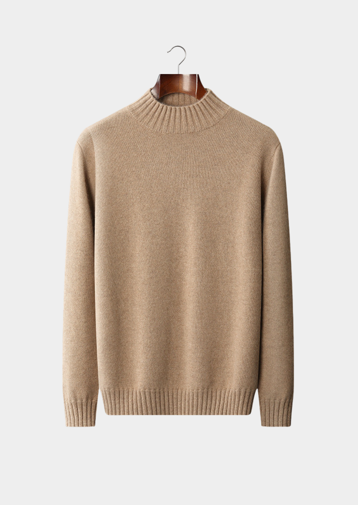 Pure Cashmere Beige Mockneck Sweater | Castielli