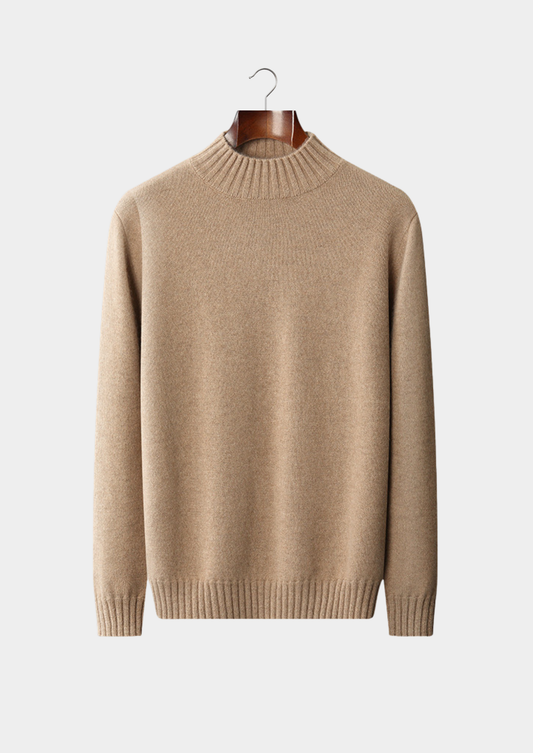 Pure Cashmere Beige Mockneck Sweater | Castielli