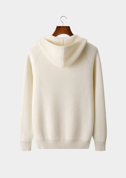 Pure Extra-Fine Merino Wool Ribbed Zipper Hoodie | Castielli