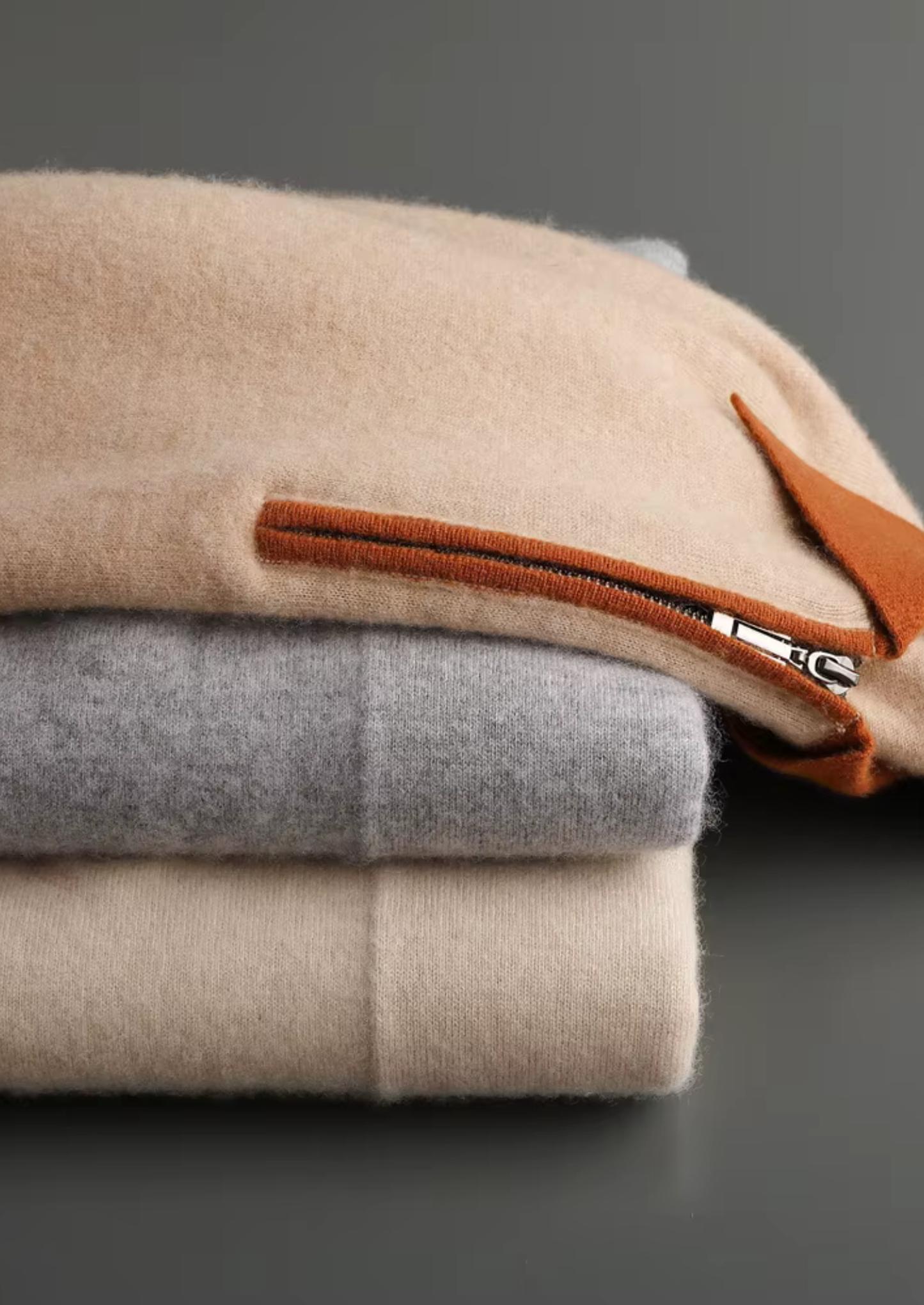 Premium Cashmere Two Tone Zipper Polo | Castielli