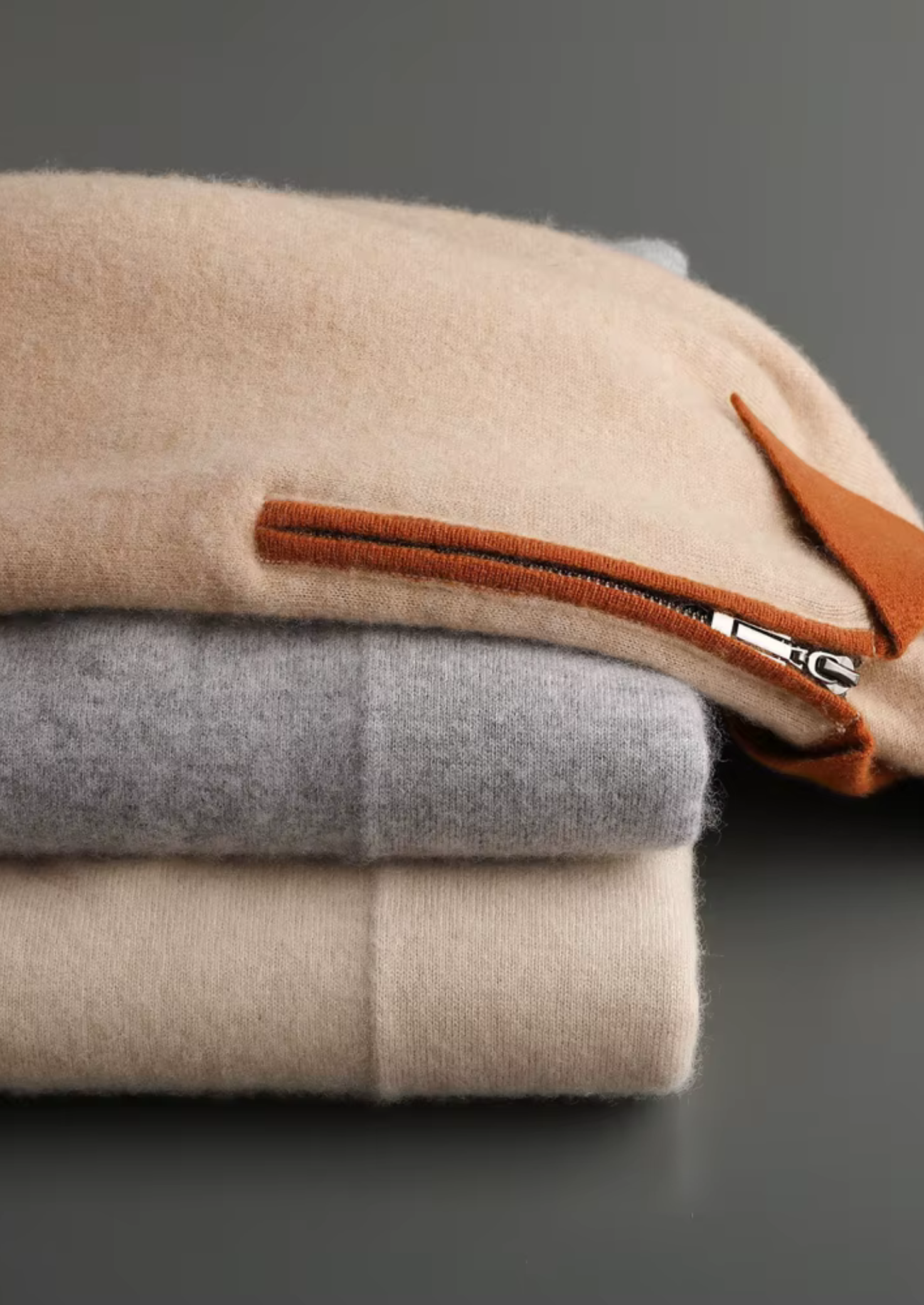 Premium Cashmere Two Tone Zipper Polo | Castielli