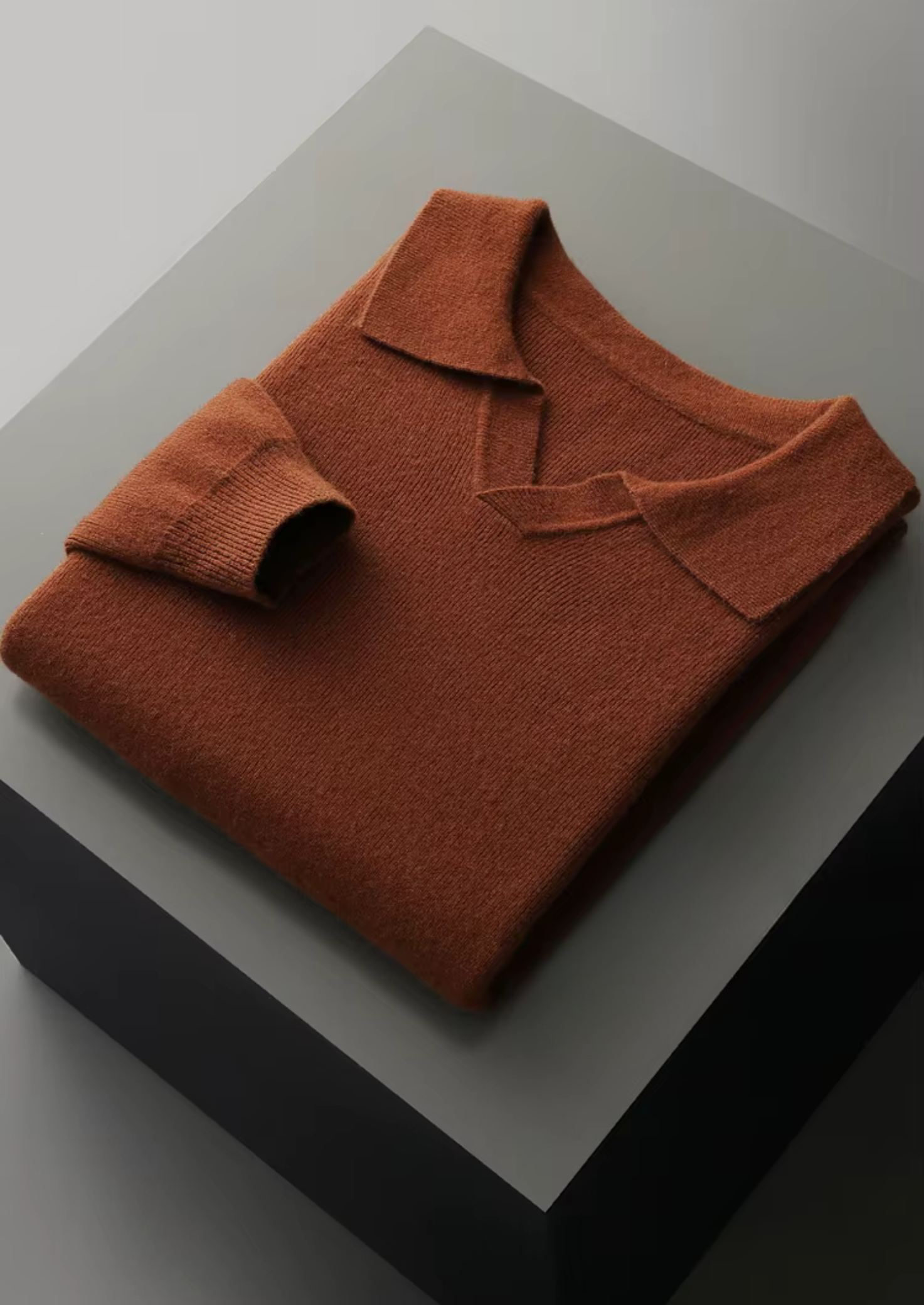 Pure Extra-Fine Merino Wool Ribbed Buttonless Polo | Castielli