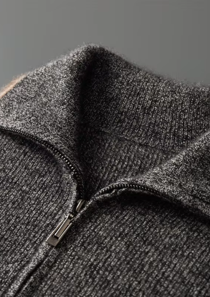 Pure Cashmere Striped Zip Cardigan | Castielli