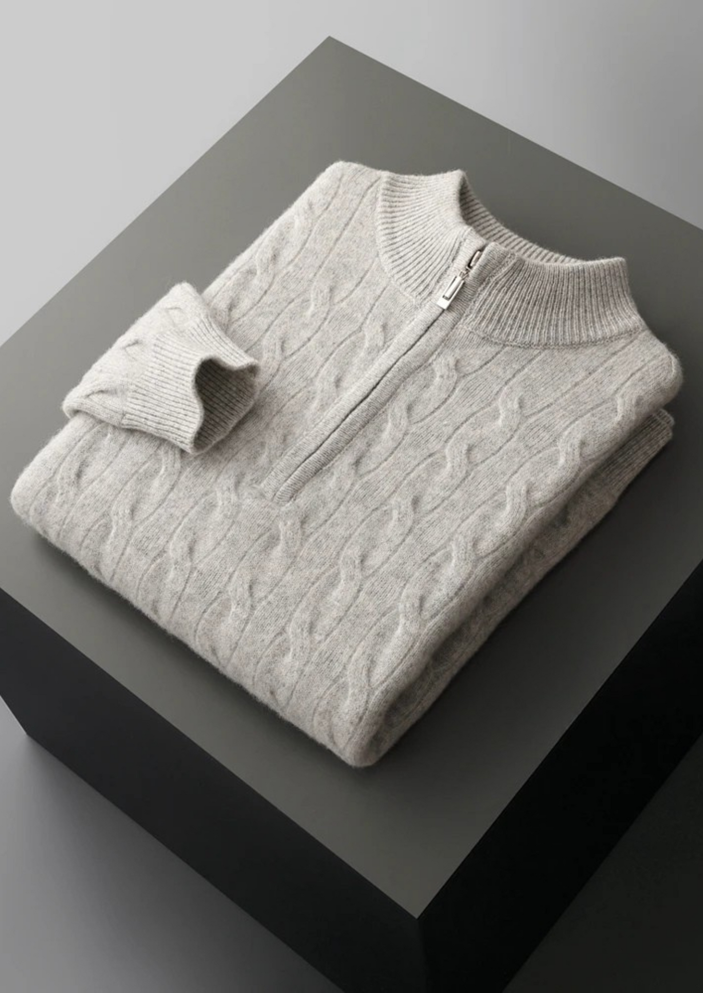 Pure Extra-Fine Merino Wool Cable Half Zip | Castielli
