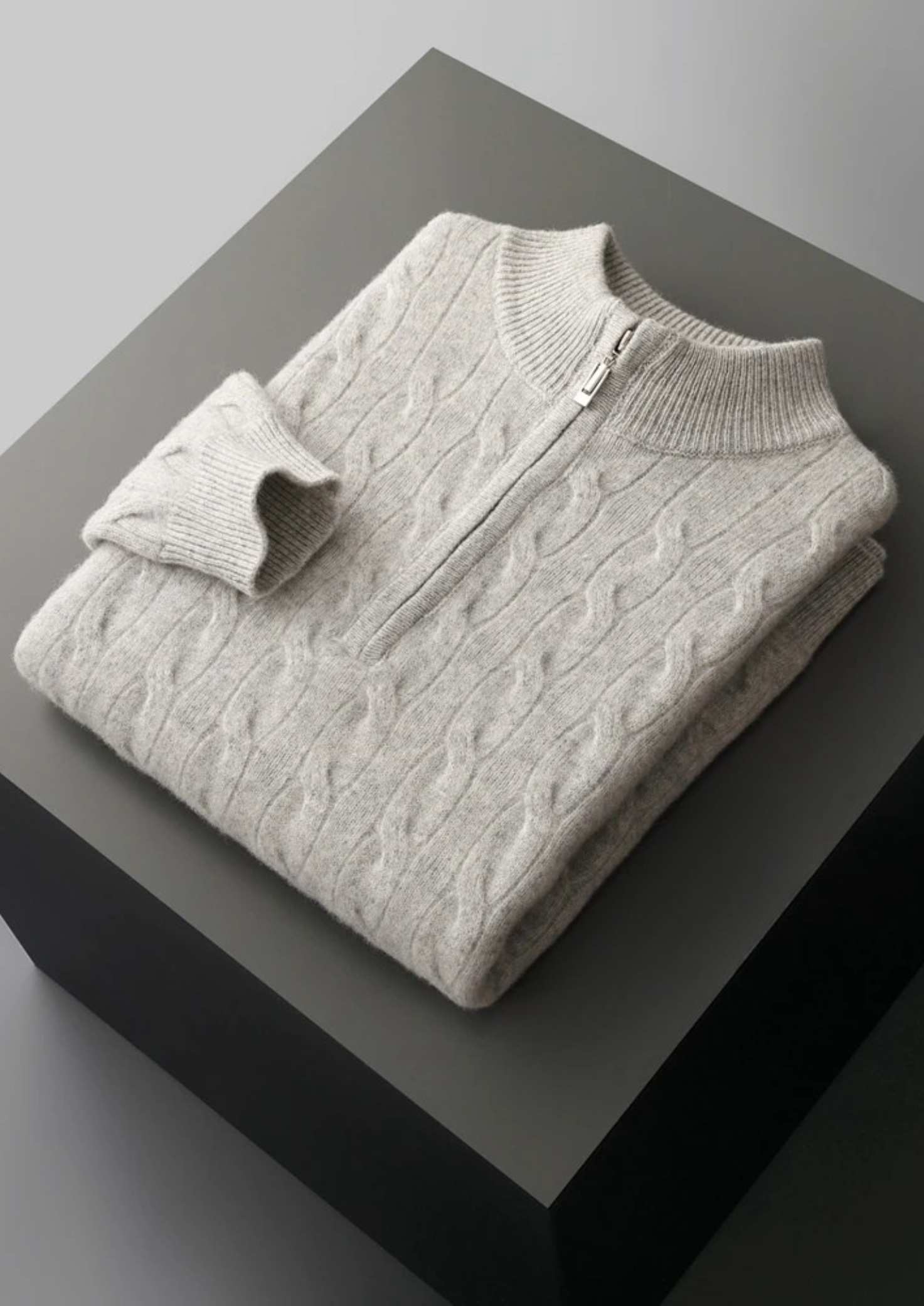 Pure Extra-Fine Merino Wool Cable Half Zip | Castielli