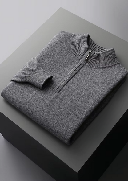 Pure Extra-Fine Merino Wool Half Zip Sweater | Castielli