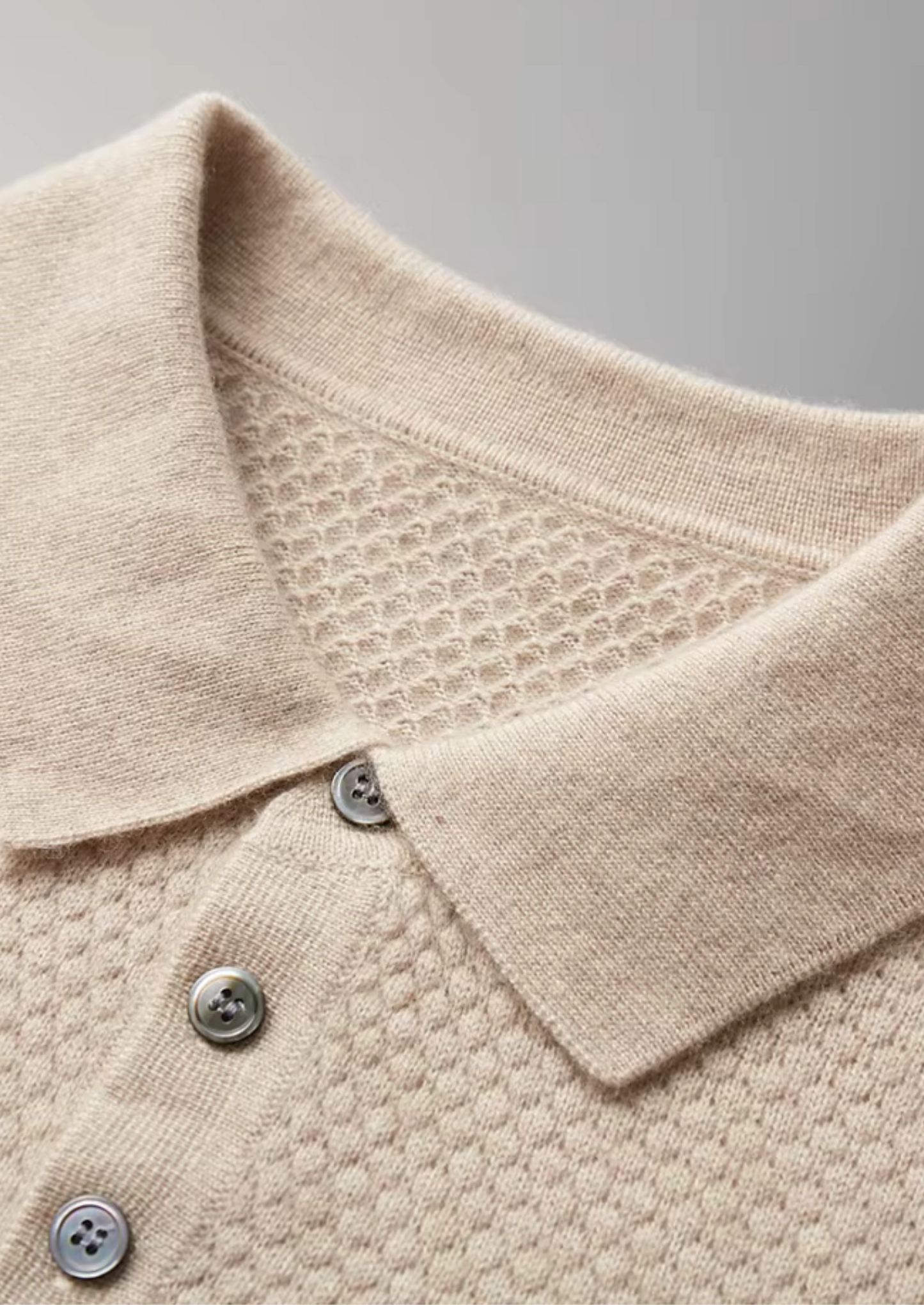 Premium Cashmere Textured Sweater Polo | Castielli