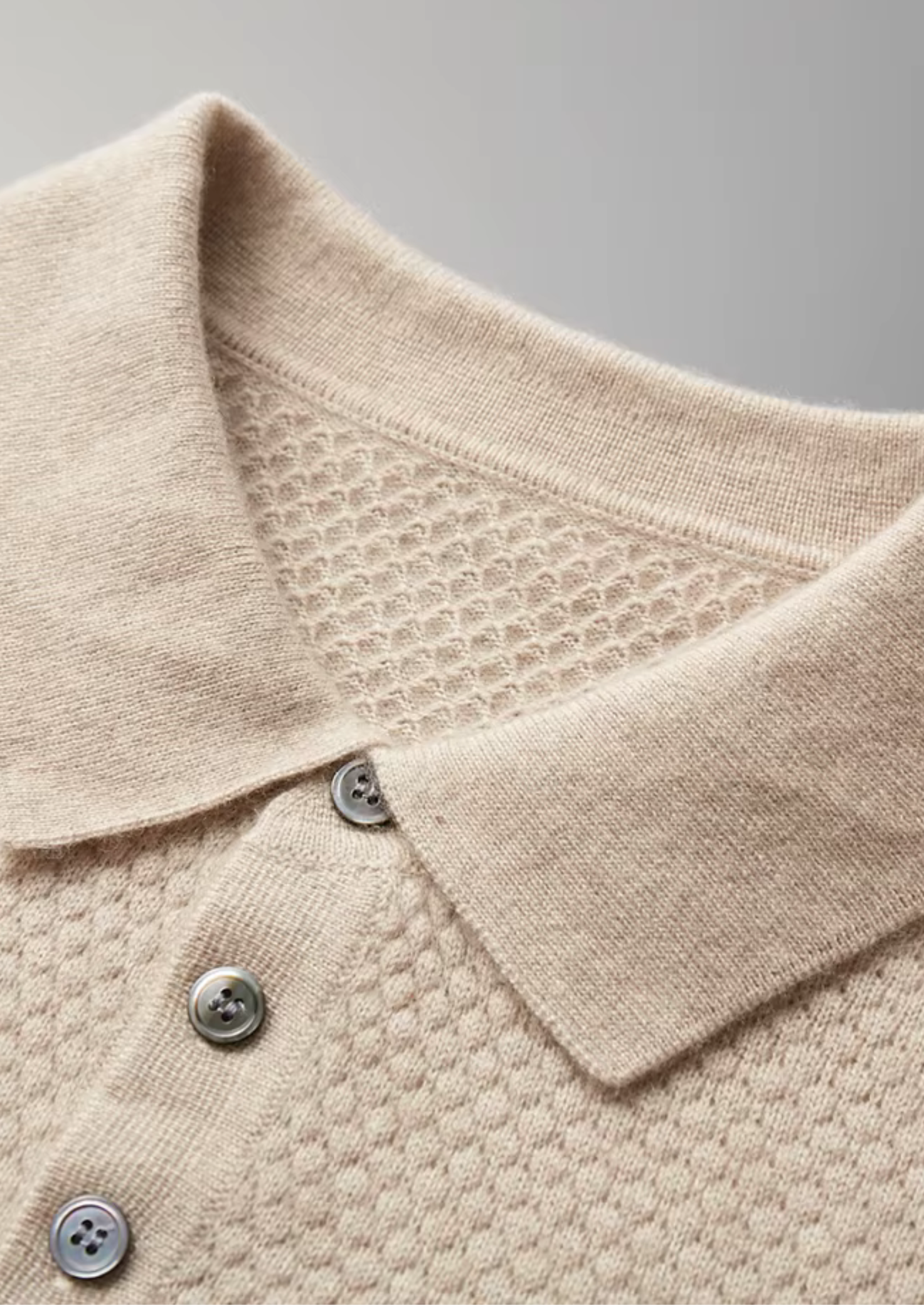 Premium Cashmere Textured Sweater Polo | Castielli