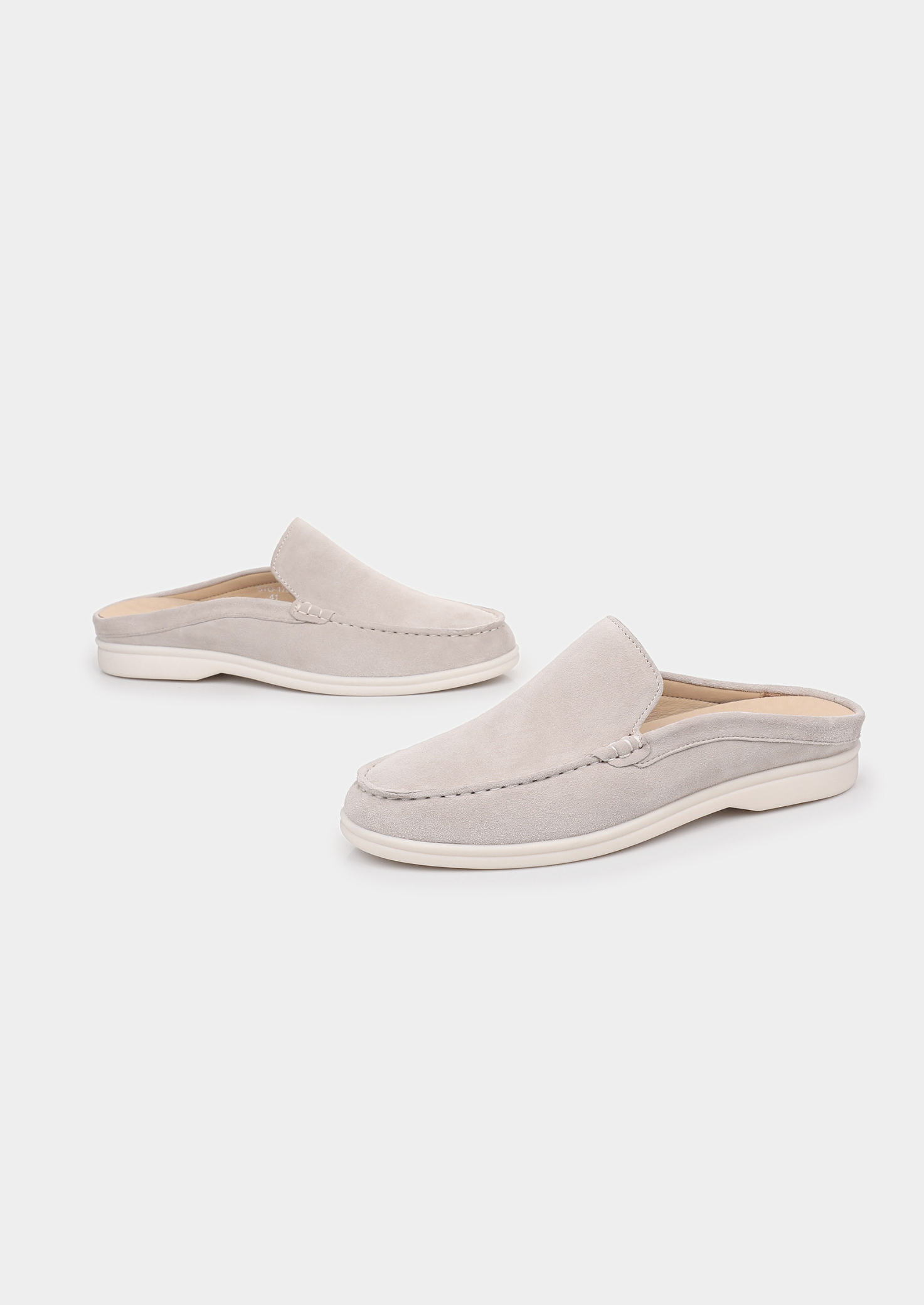 Light Gray Marina Suede Slipper | Castielli