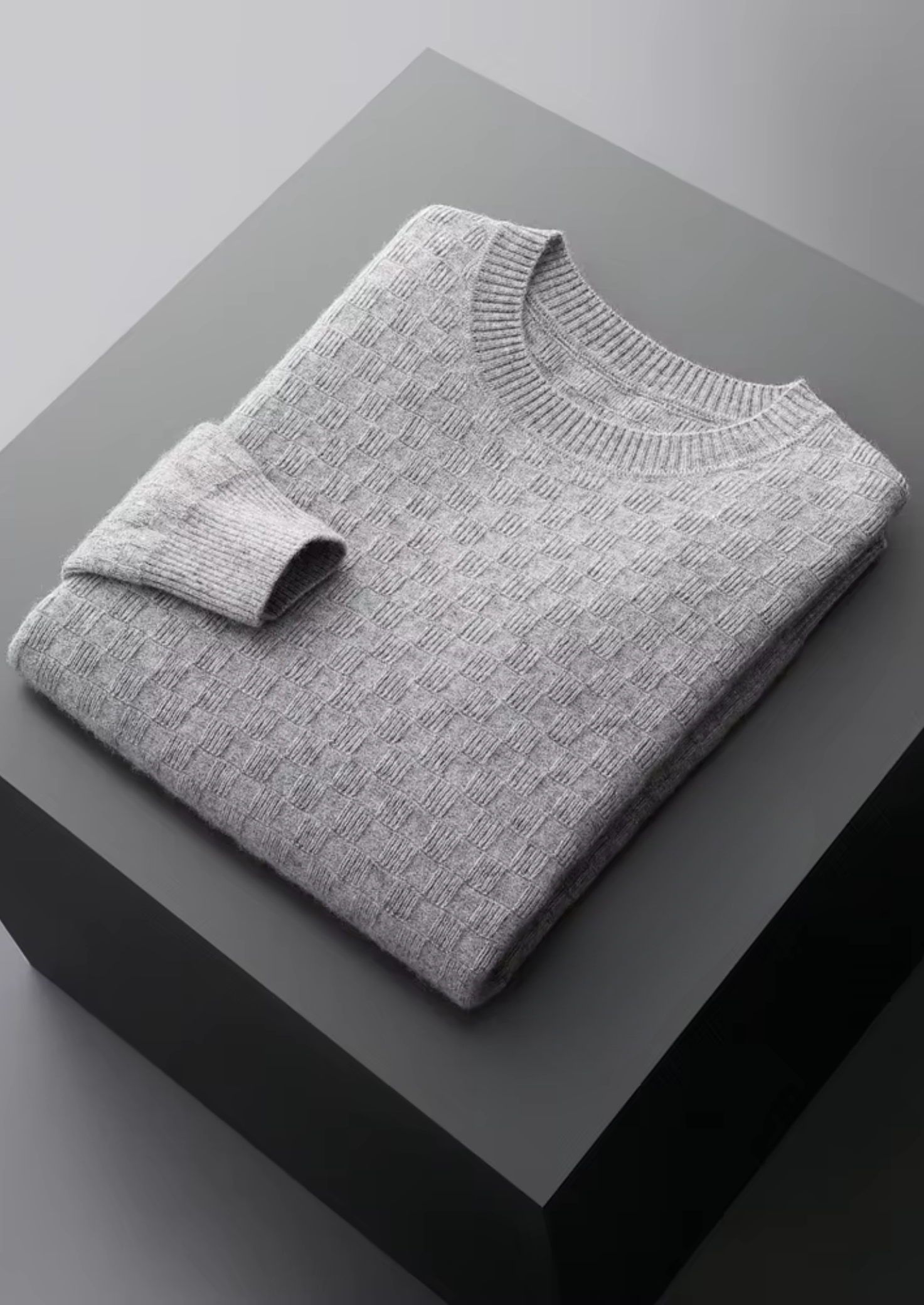 Premium Cashmere Textured Crewneck | Castielli