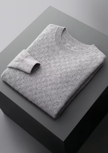 Premium Cashmere Textured Crewneck | Castielli