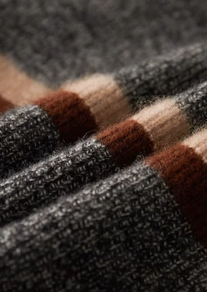 Pure Cashmere Striped Zip Cardigan | Castielli