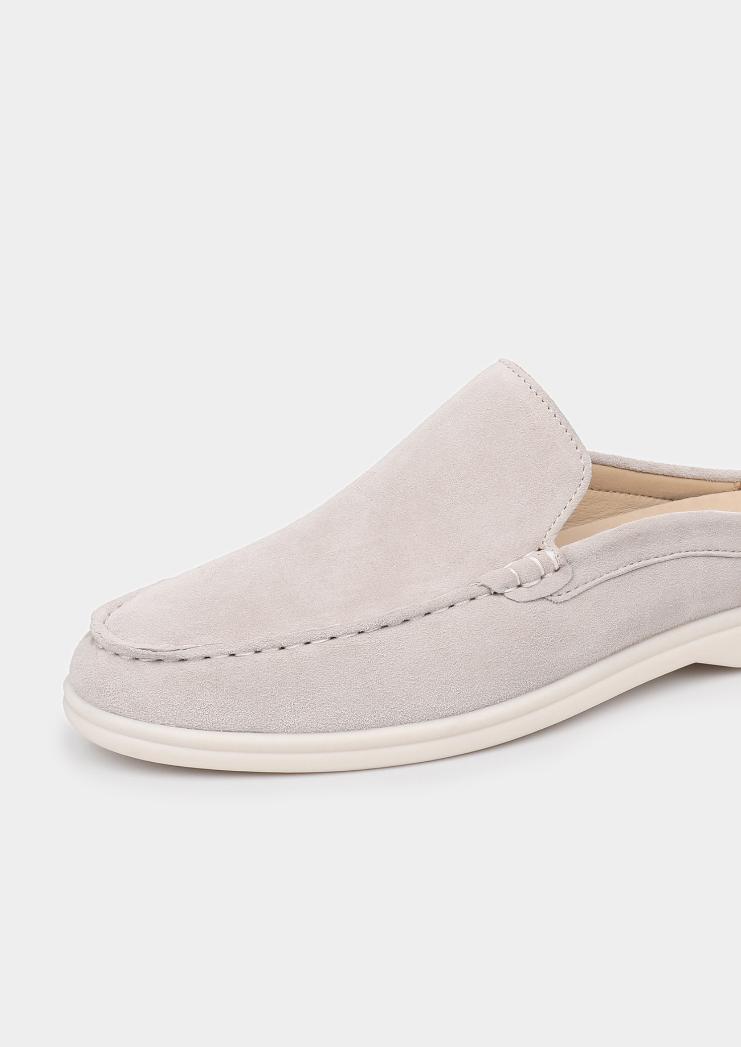 Light Gray Marina Suede Slipper | Castielli