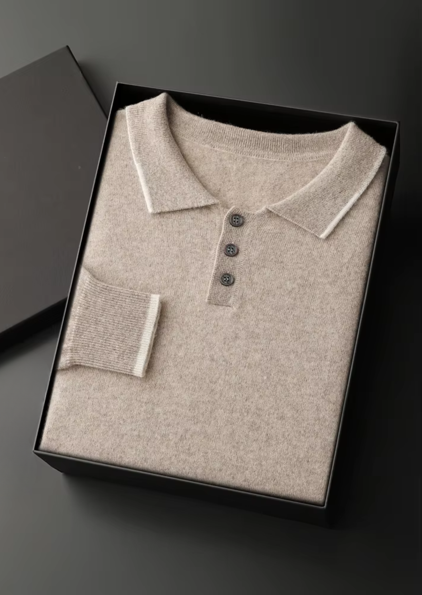 Premium Cashmere Two Tone Button Polo | Castielli