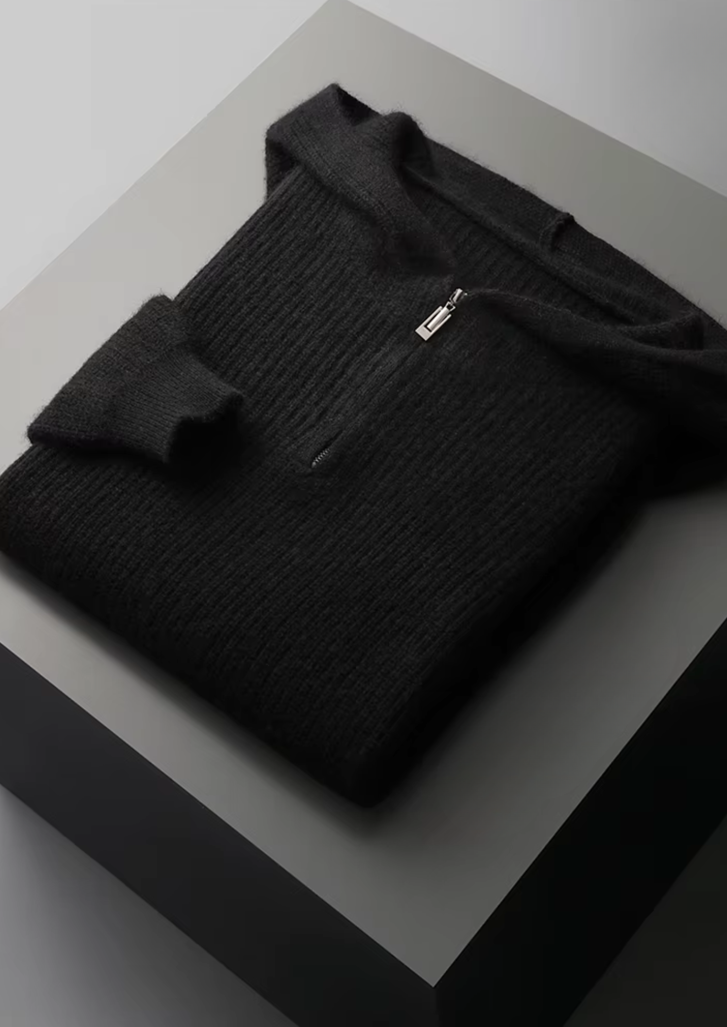 Pure Extra-Fine Merino Wool Half Zipper Hoodie | Castielli